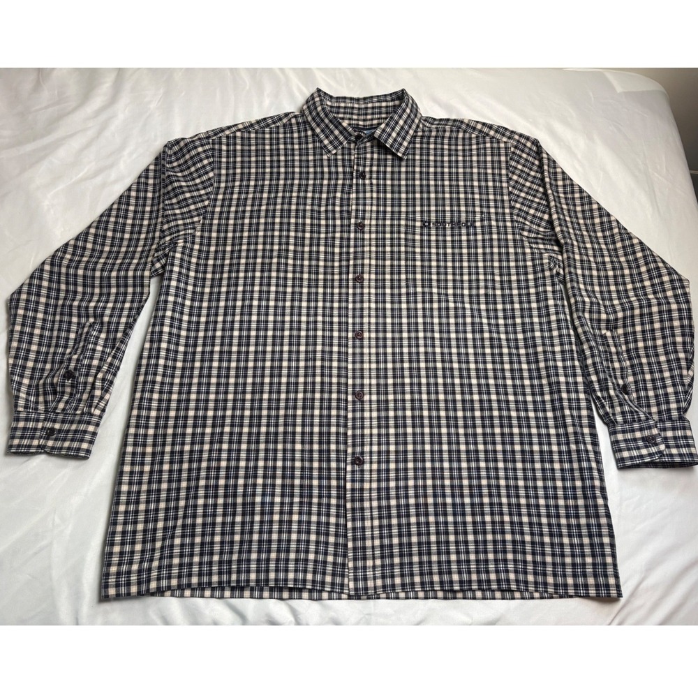 Southpole Plaid Button Down Shirt Mens XL Navy Blue Tan Excellent Streetwear